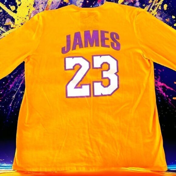 Lakers golden yellow #23 James Lebron Long sleeve shirt - Picture 2 of 3